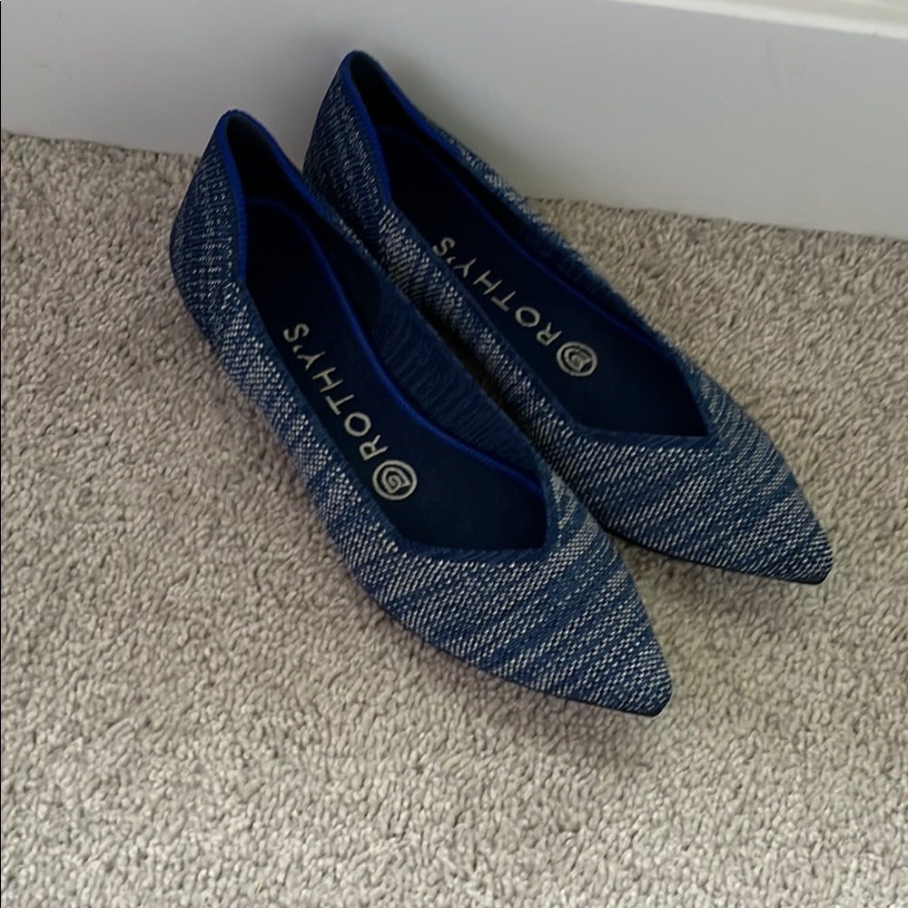Rothy's Blue Flats Knitted Slip-On Loafers